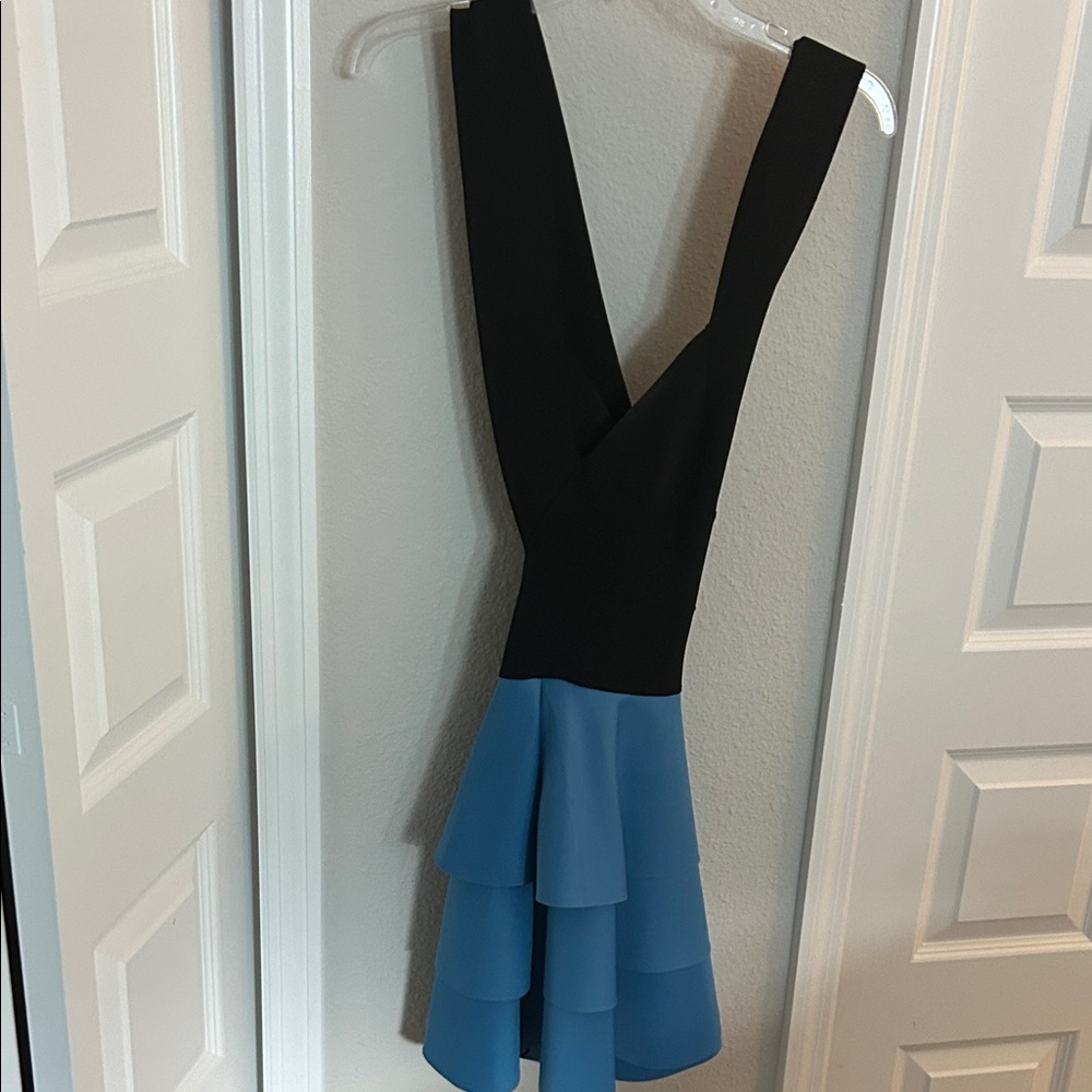 Robert Rodriguez Elegant Black and Blue Dress